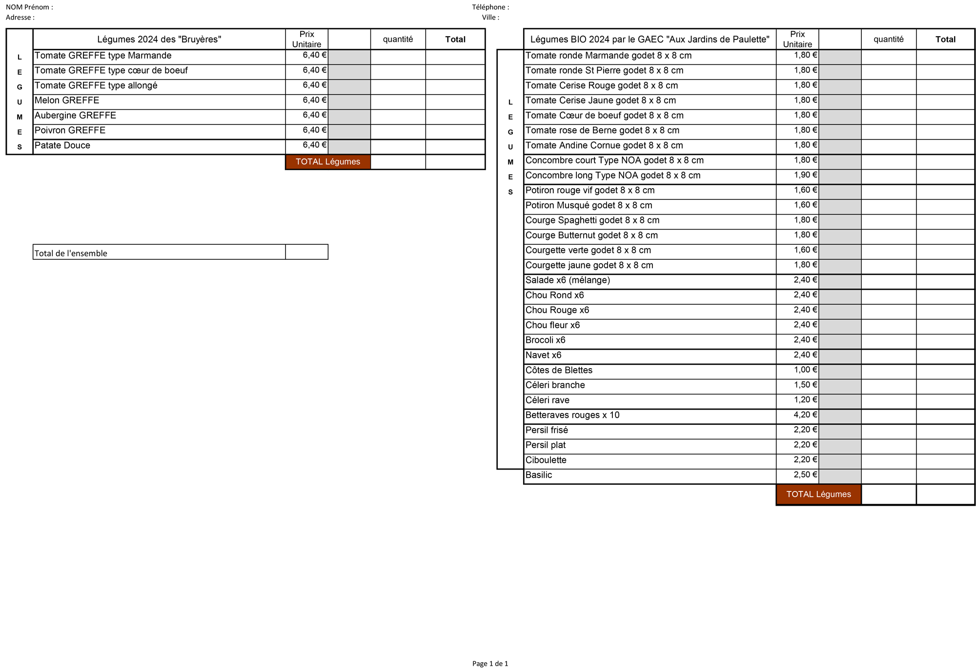 Commande Legumes 2024