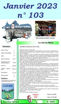 Feuillet d'informations communales de Cleurie de Janvier 2023
